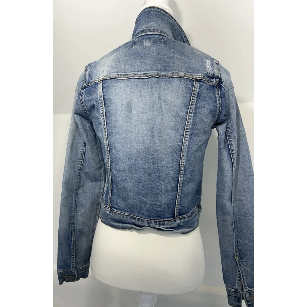 Thrashed Cottage core‎ JouJou Denim Embroidered Ladies S or girl jacket Sz 14 L